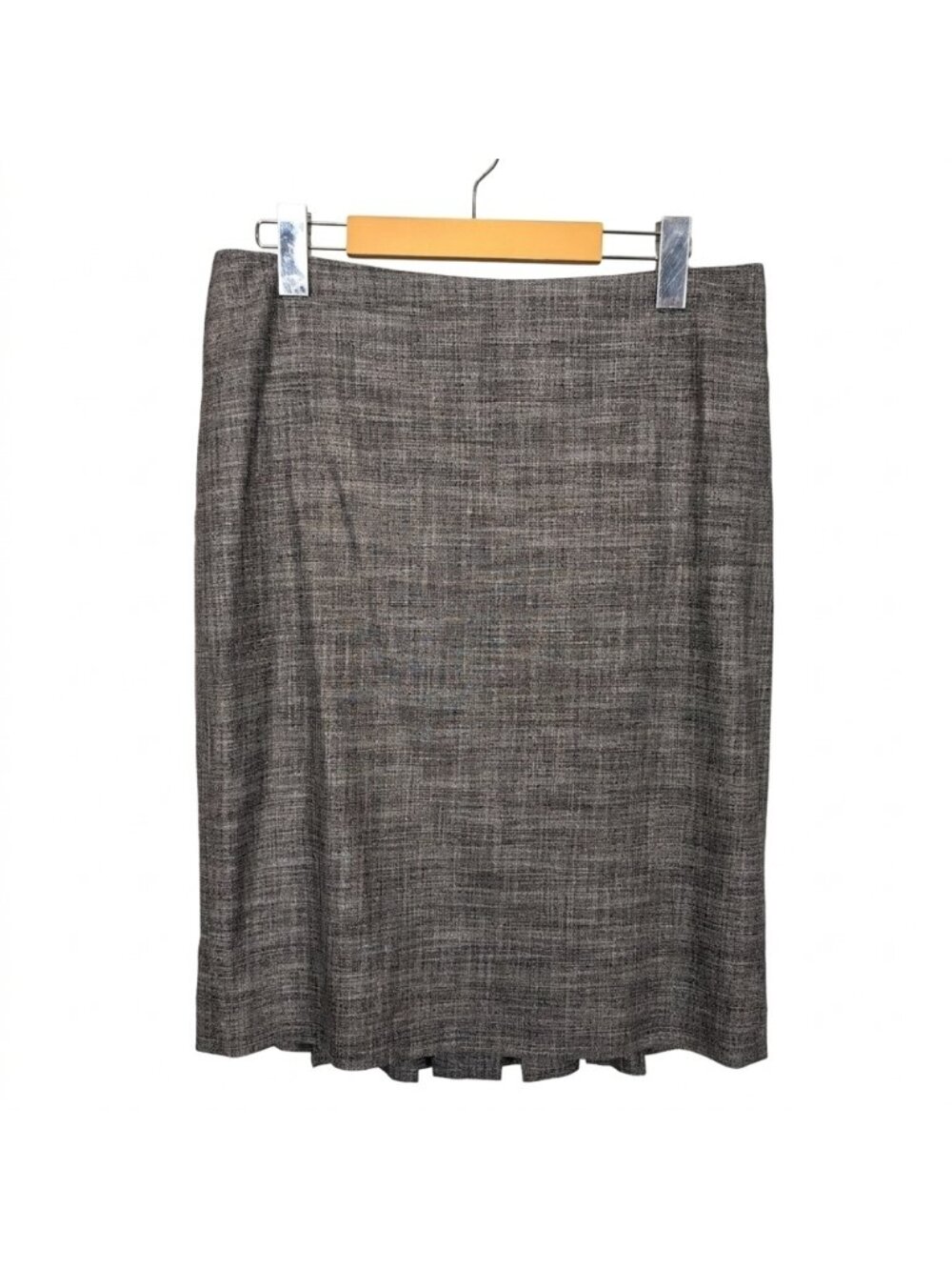 💠TEENFLO Pleated Hem Pencil Skirt Made in Canada Grey Textured Womens Size 8